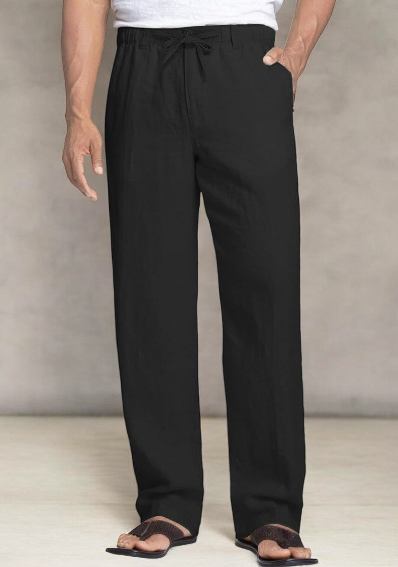 Pack of 2 Navy Blue  , Black Linen Regular Fit Pant-49365