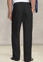Pack of 2 Navy Blue  , Black Linen Regular Fit Pant-49365