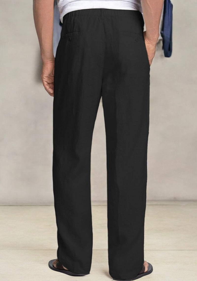 Pack of 2 Black , White Linen Regular Fit Pant