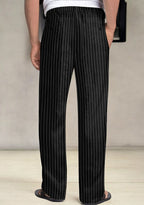 Pack of 2 Dark Gray , black and white stripe  Linen Regular Fit Pant