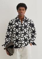 Black Abstract Chevron Pattern Printed Shirt