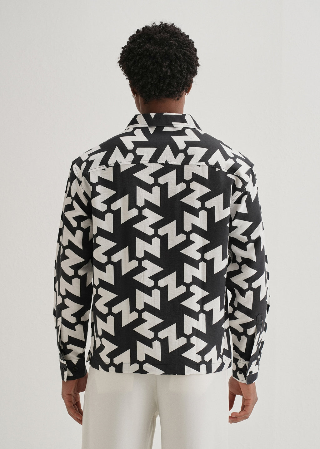 Black Abstract Chevron Pattern Printed Shirt