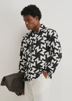 Black Abstract Chevron Pattern Printed Shirt