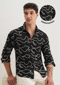 Black Artistic Abstract Embroidery Shirt