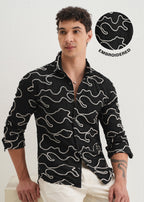 Black Artistic Abstract Embroidery Shirt