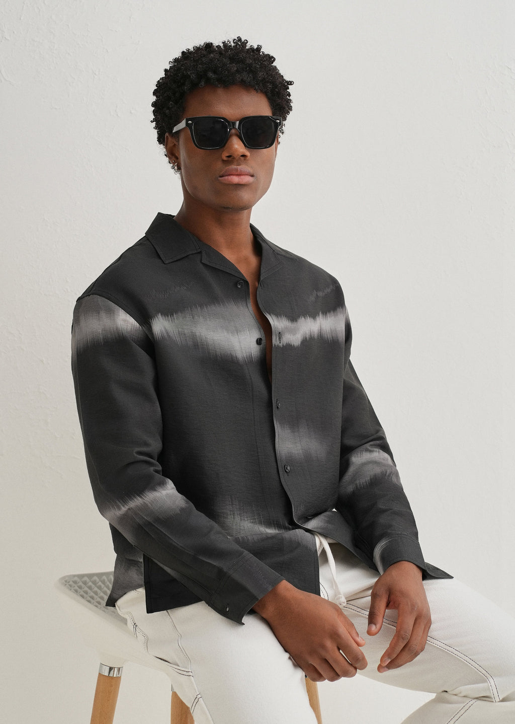Black Ash Wave Printed Shirt