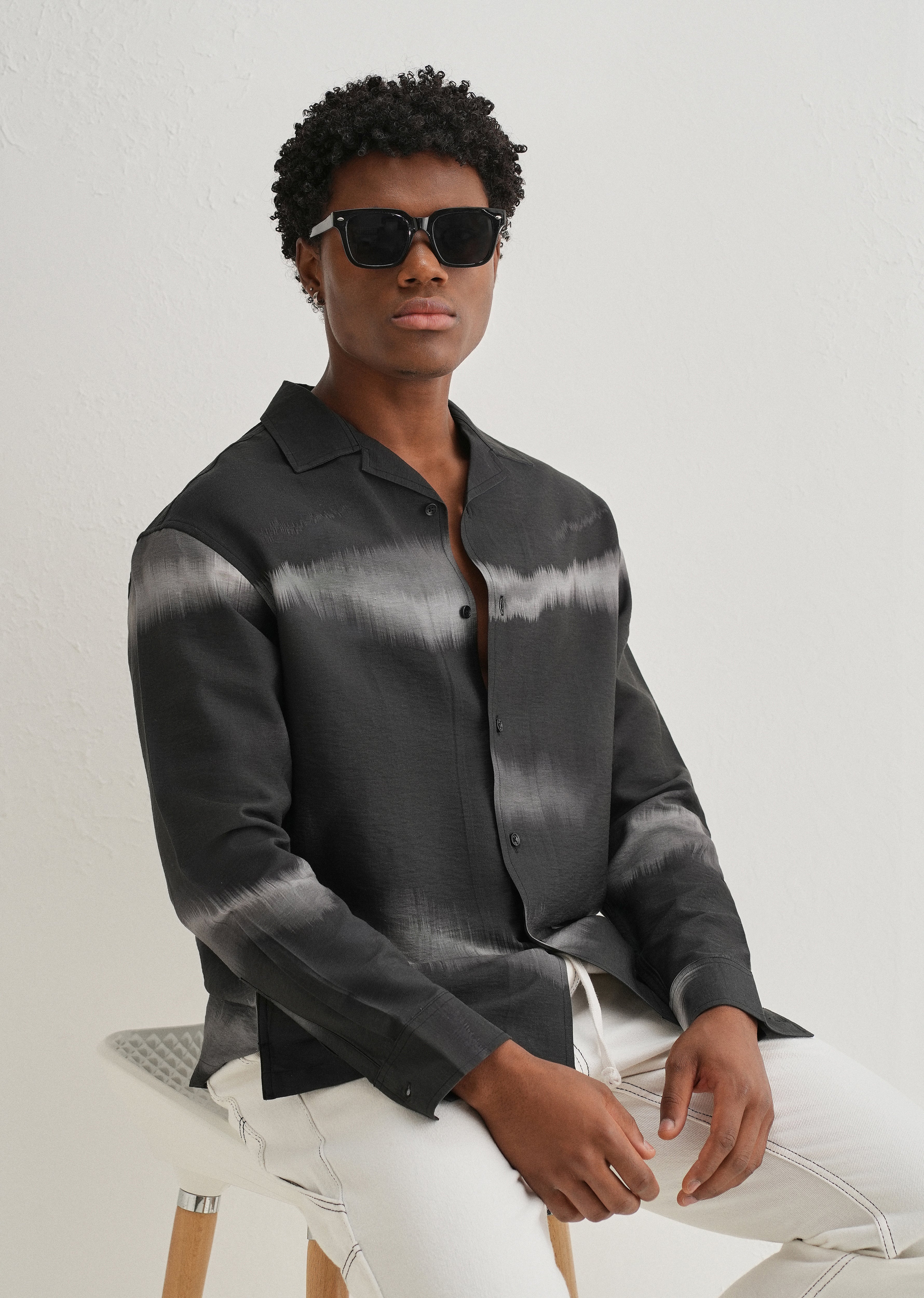 Black Ash Wave Printed Shirt