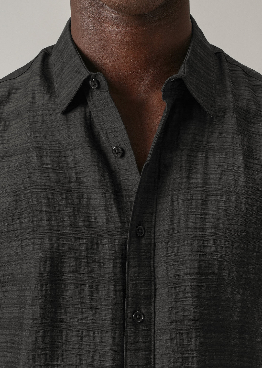 Black Crushed Self Stripe Shirt