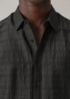 Black Crushed Self Stripe Shirt