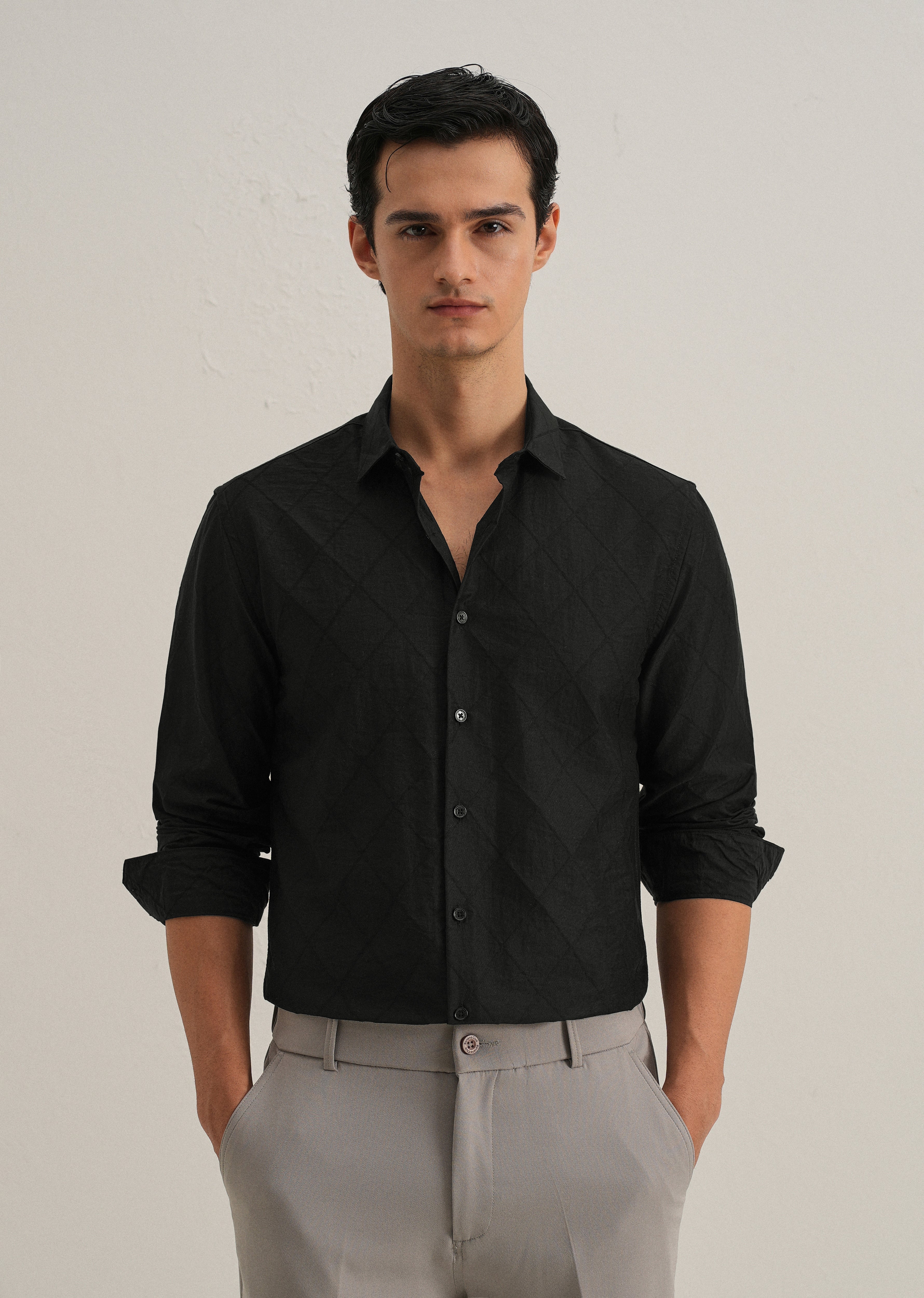 Black Diamond Self Pattern Shirt