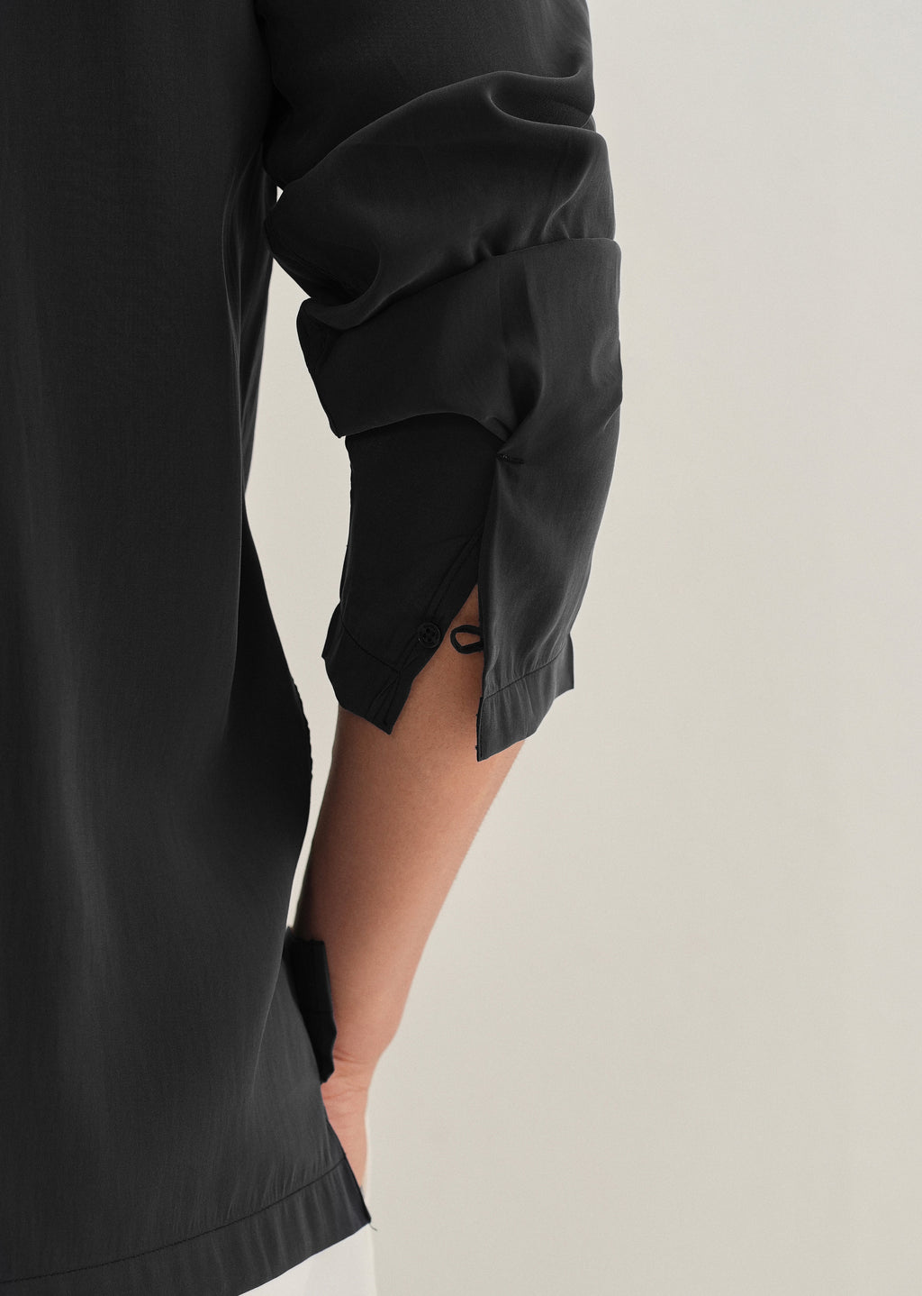 Black Loop Button-Down Plain Shirt