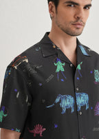 Black Multi Graphic Printed Shirt