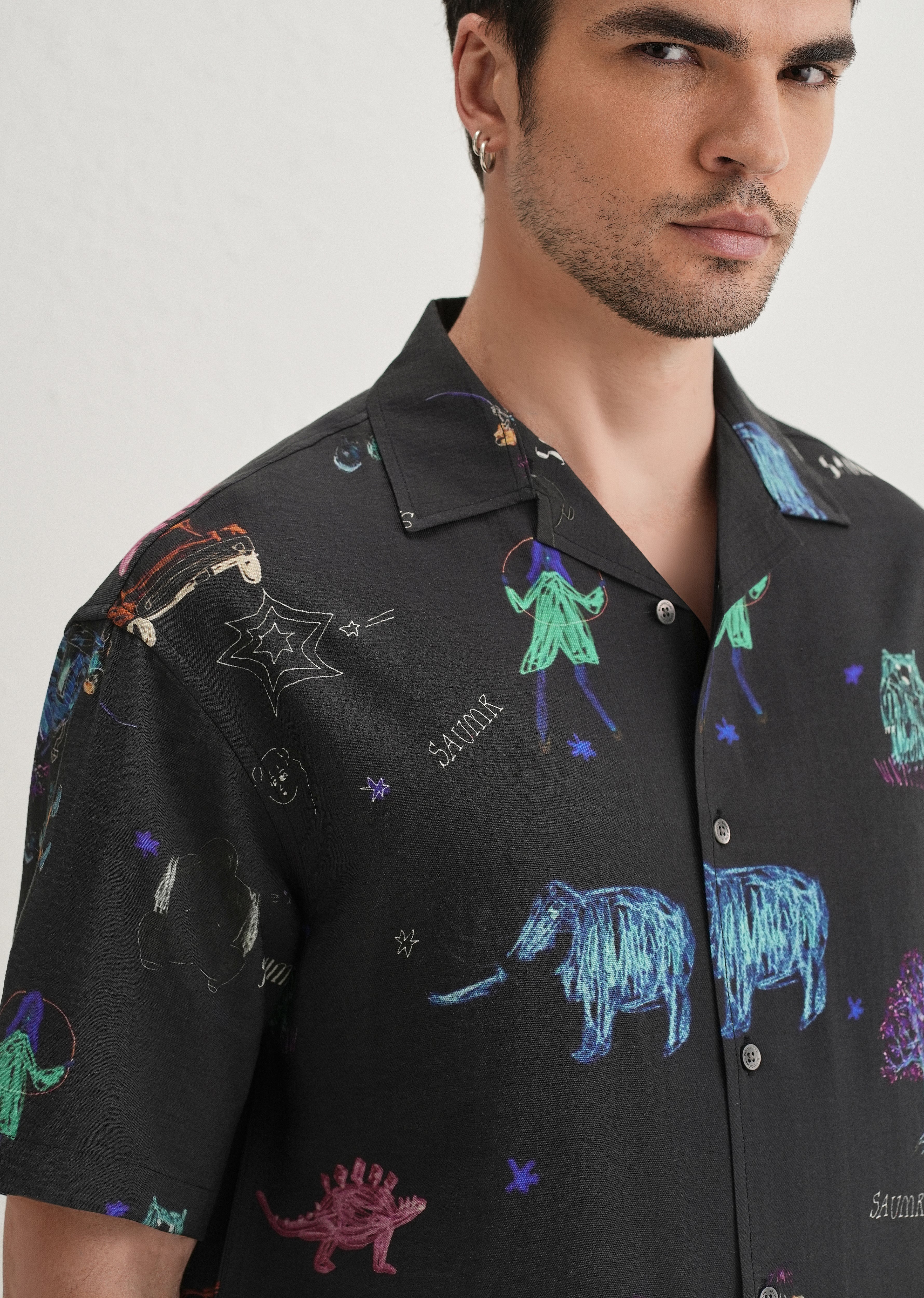 Black Multi Graphic Printed Shirt