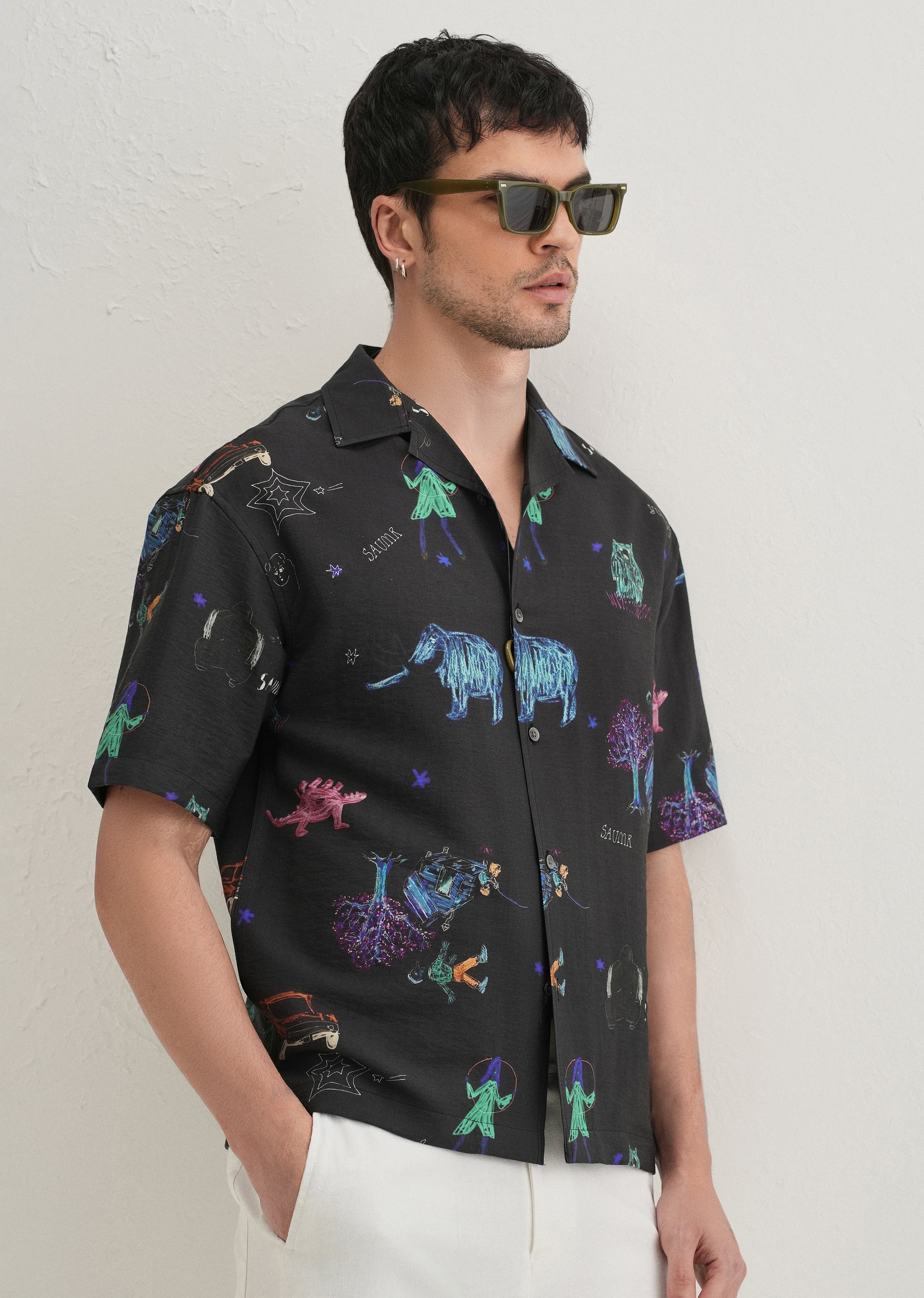 Black Multi Graphic Printed Shirt