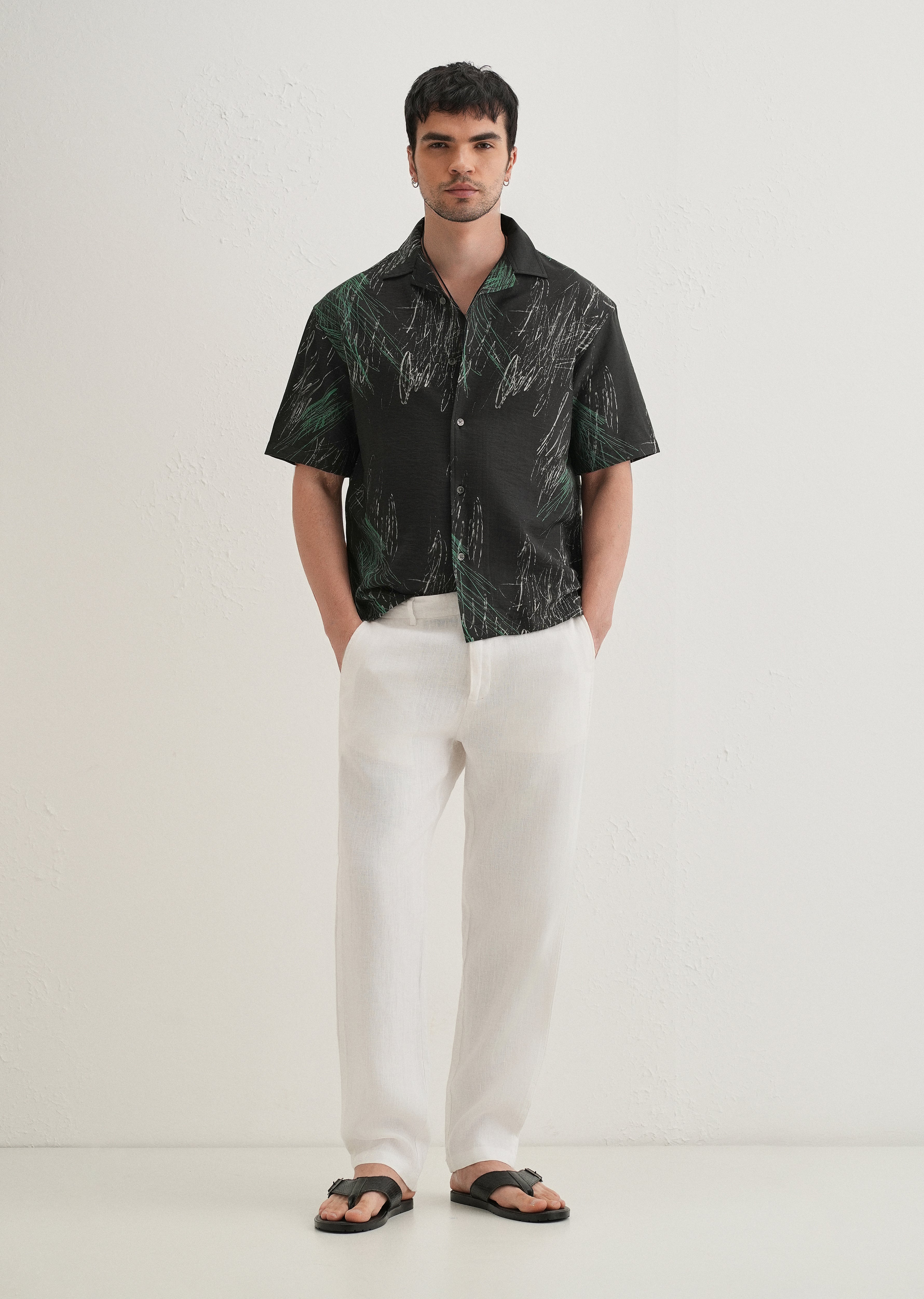 Black Scribble Printed Shirt