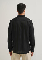 Black Self Pattern Blended Cotton Shirt