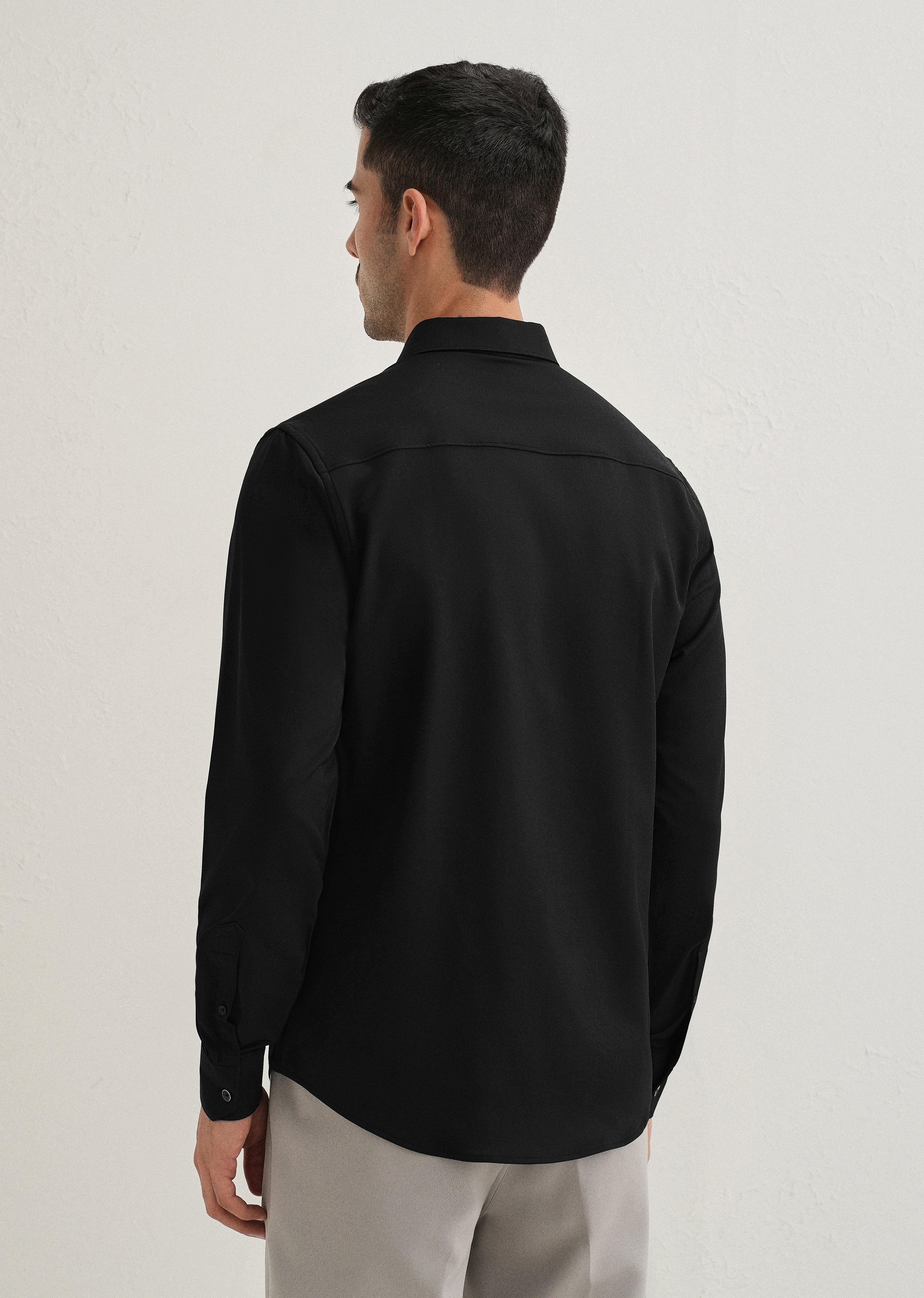 Black Wrinkle Free Plain Shirt
