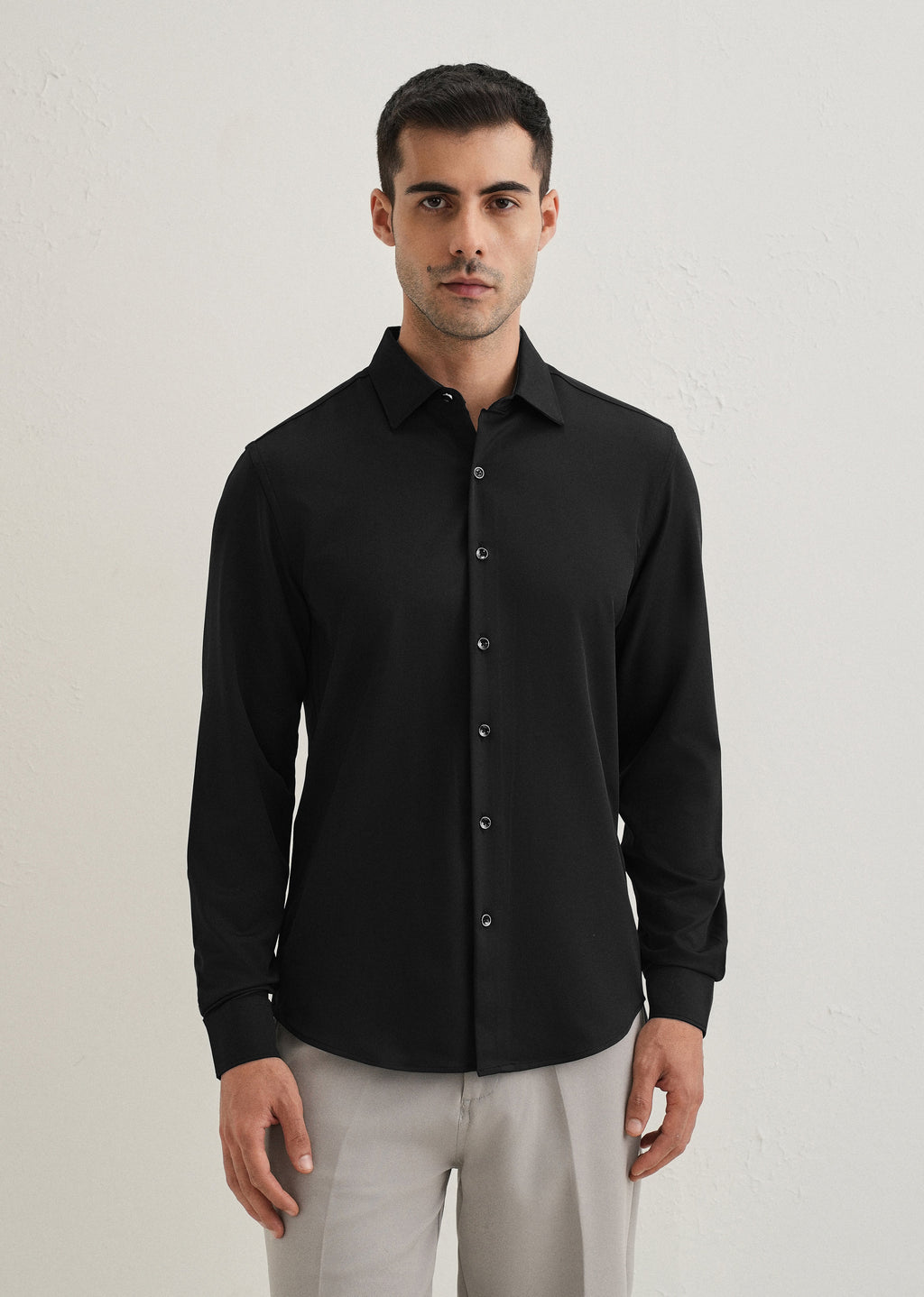 Black Wrinkle Free Plain Shirt