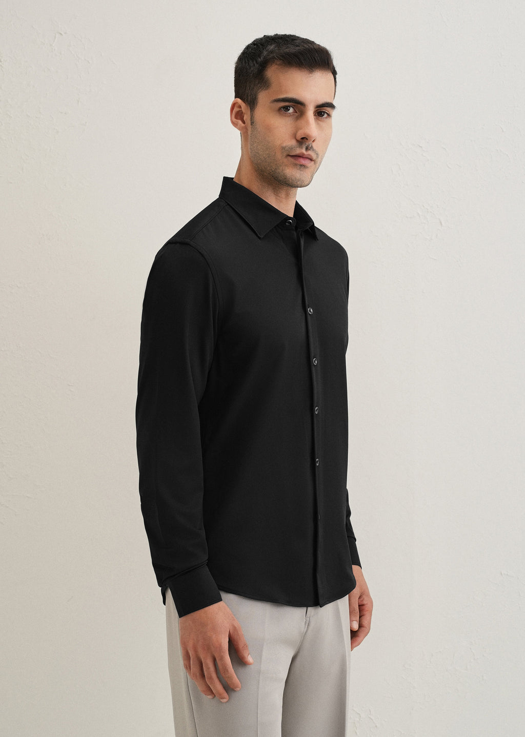 Black Wrinkle Free Plain Shirt