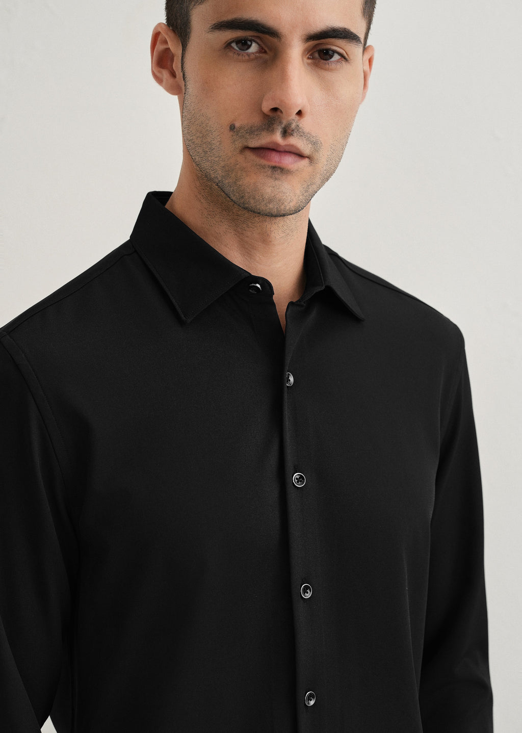 Black Wrinkle Free Plain Shirt