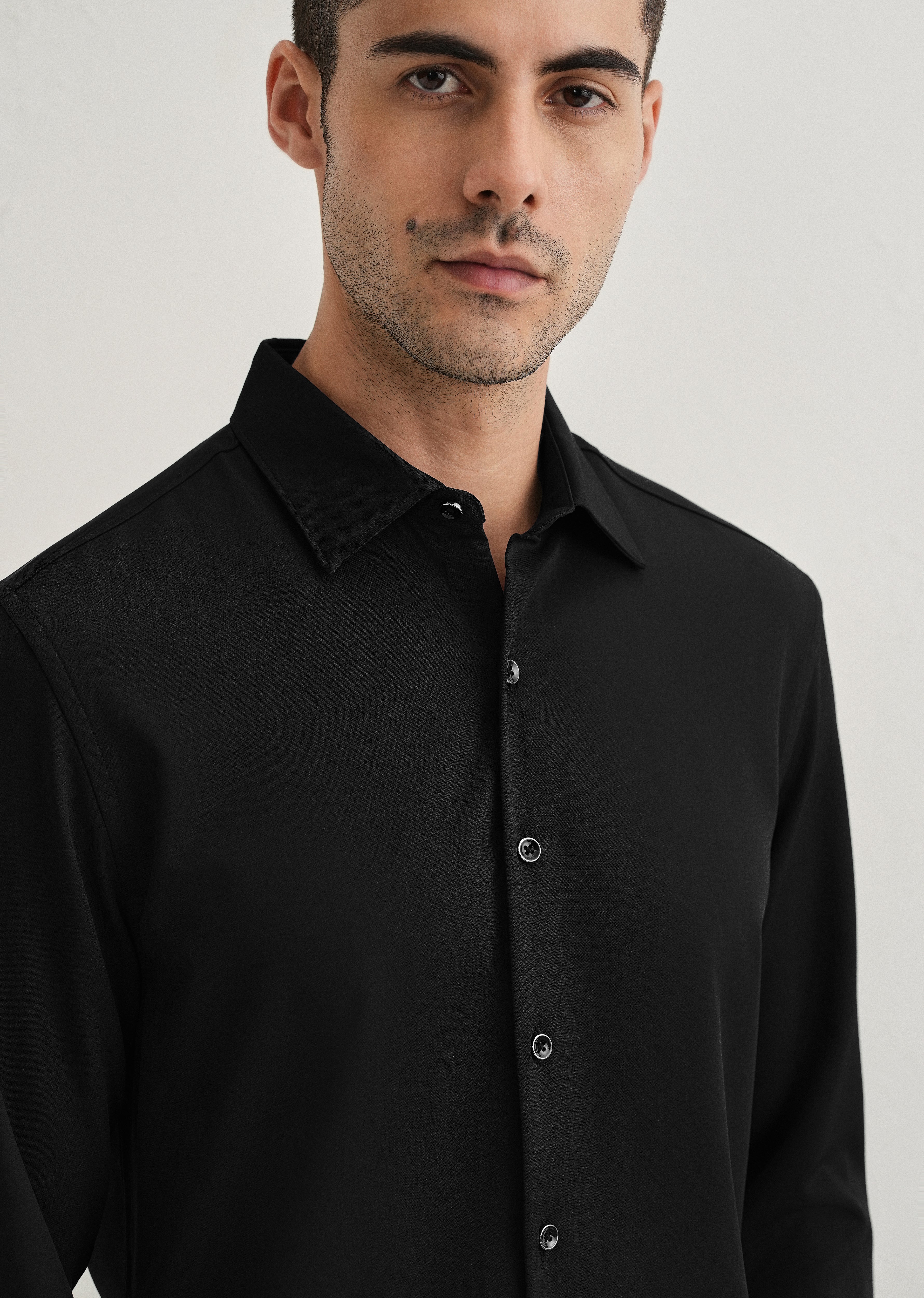 Black Wrinkle Free Plain Shirt