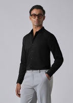 Black Cotton Stretch Plain Shirt