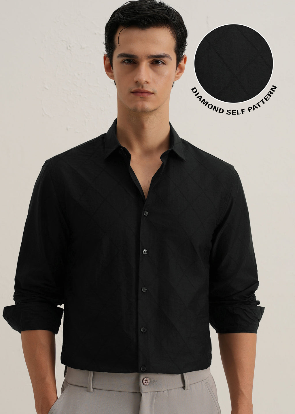 Black Diamond Self Pattern Shirt