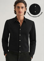 Black Glossy Gold Embellished Button Shirt