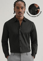 Black Plain Stitchless Placket Shirt