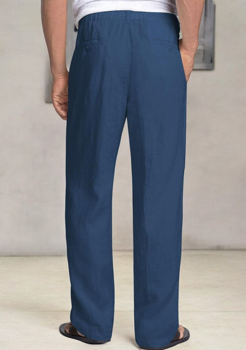 Pack of 2 Blue , Cream Linen Regular Fit Pant-49367
