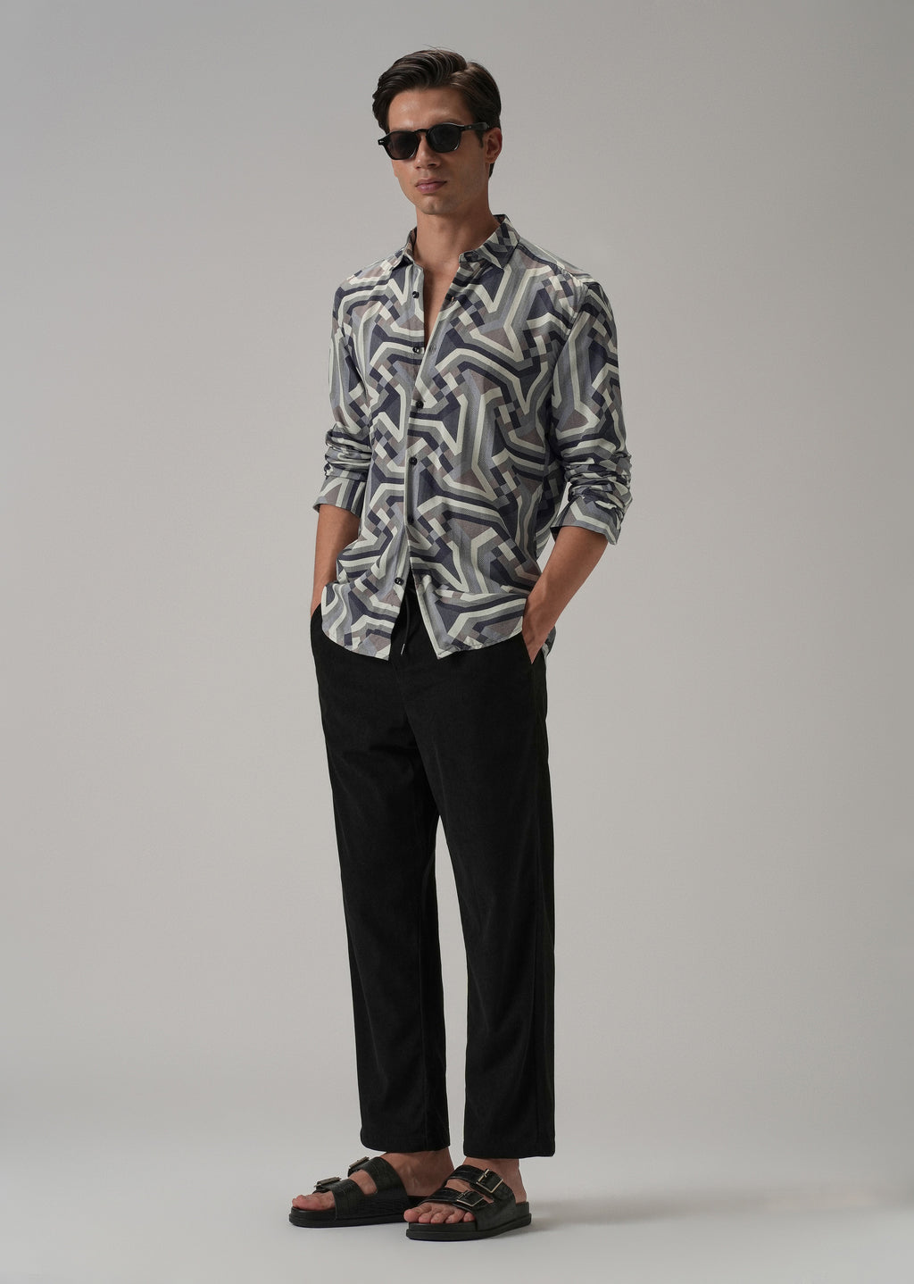 Blue Abstract Texture Printed Shirt