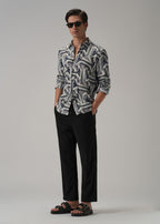 Blue Abstract Texture Printed Shirt