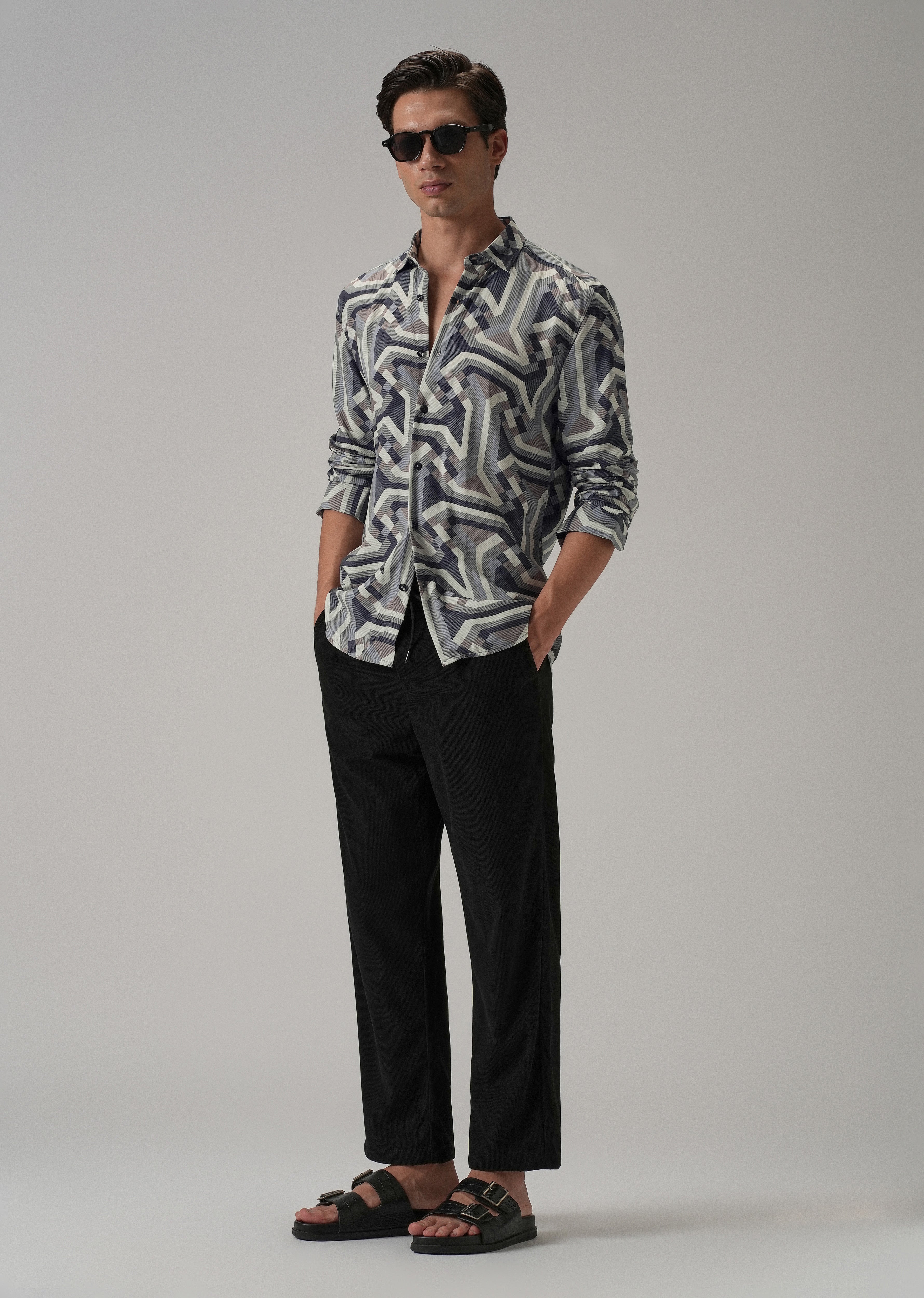 Blue Abstract Texture Printed Shirt