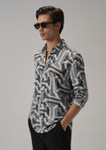 Blue Abstract Texture Printed Shirt
