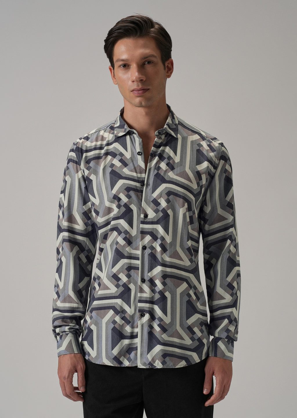 Blue Abstract Texture Printed Shirt
