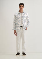 Blue Artistic Abstract Embroidery Shirt