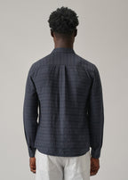 Blue Crushed Self Stripe Shirt