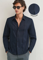 Blue Front Panel Open Pleat Shirt