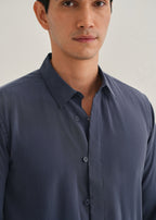 Blue Loop Button-Down Plain Shirt