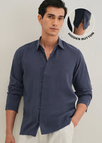 Blue Loop Button-Down Plain Shirt