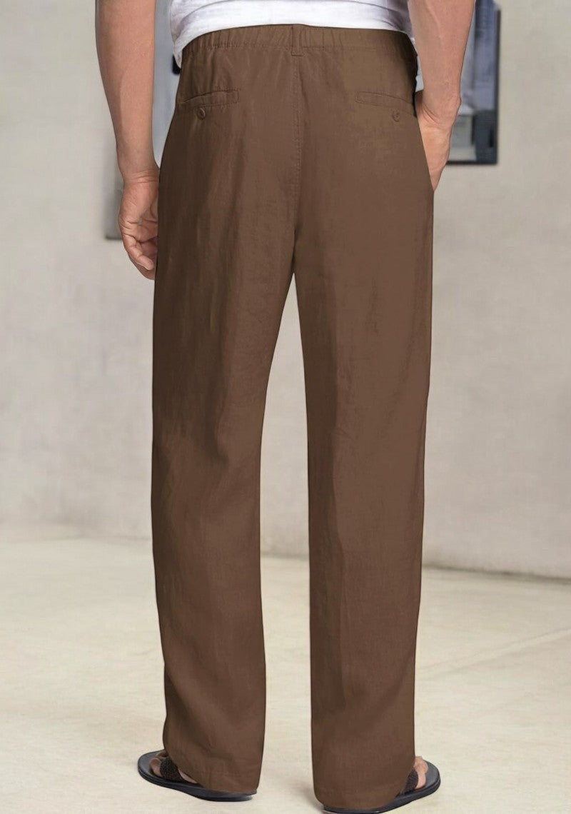 Pack of 2 Brown, Beige Linen Regular Fit Pant