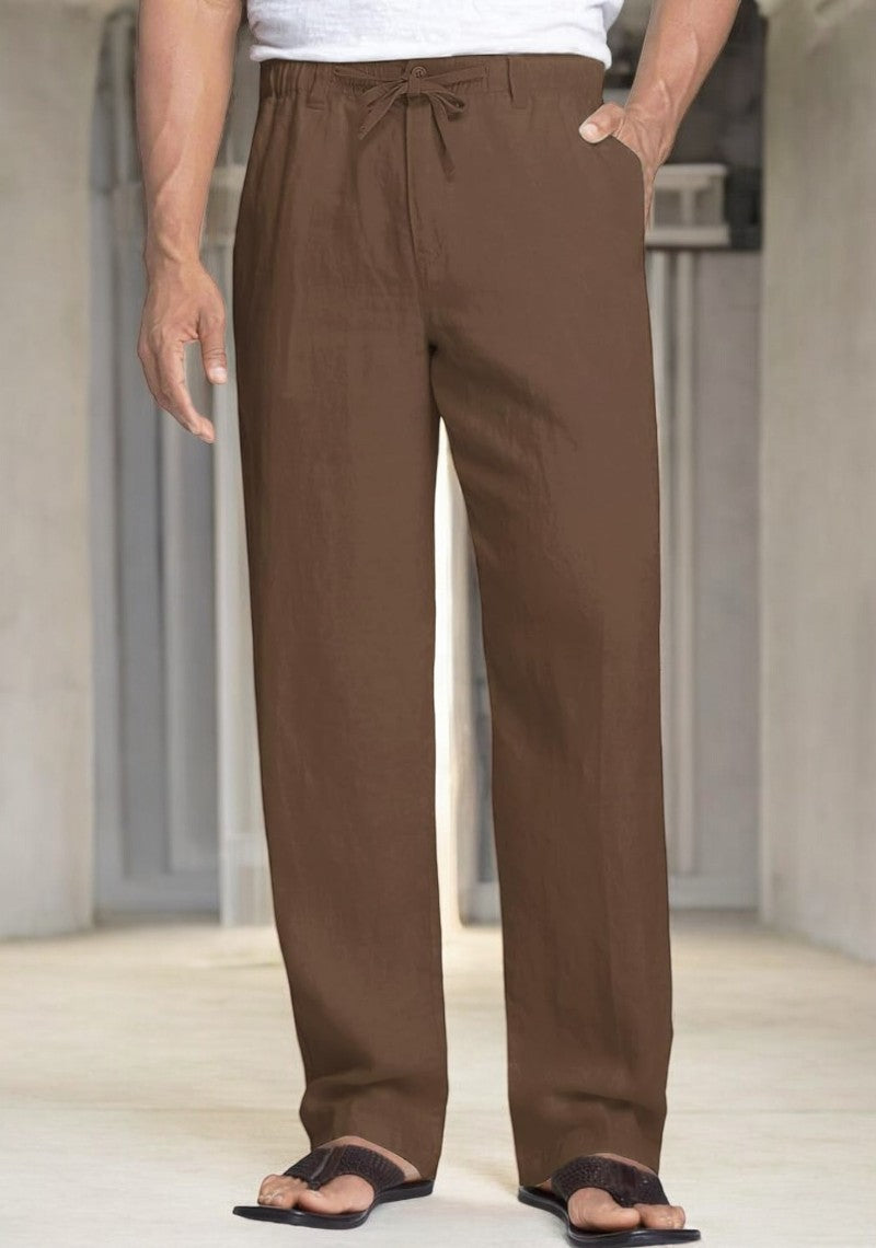 Pack of 2 Brown, Beige Linen Regular Fit Pant