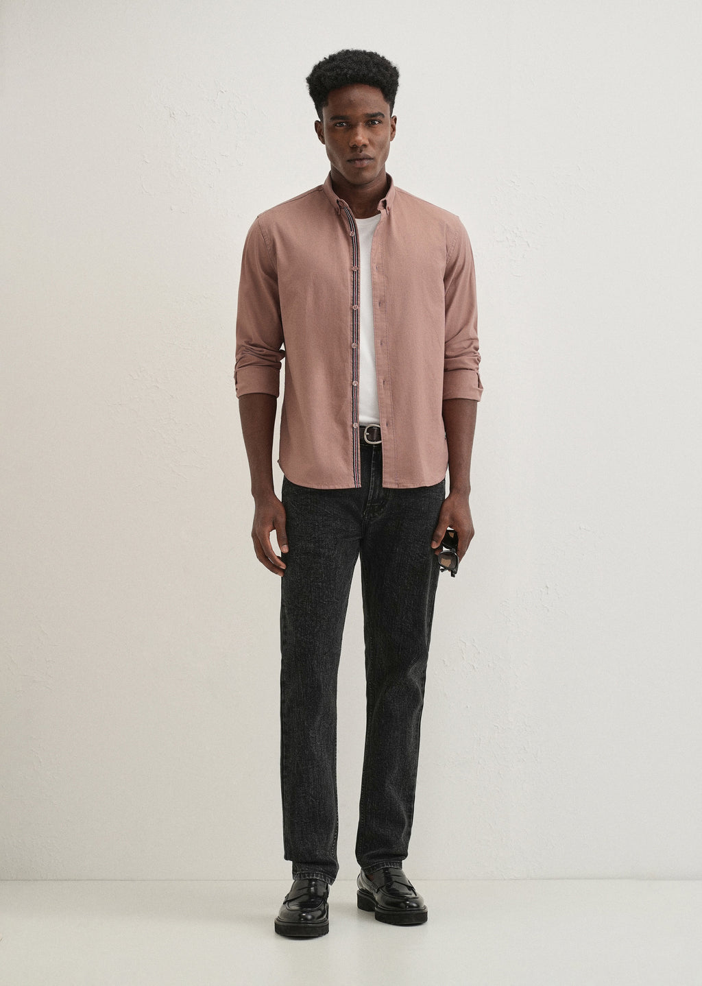 Brown Contrast Placket Shirt