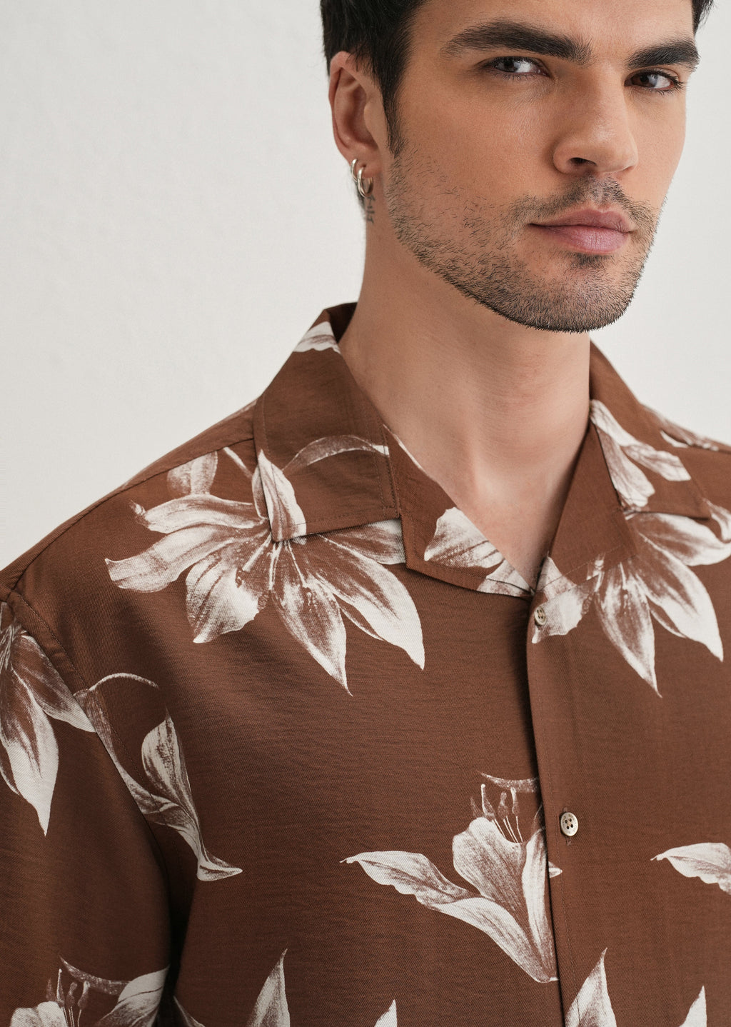 Brown Lily Floral Printed Shirt