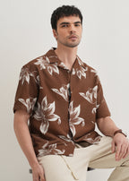 Brown Lily Floral Printed Shirt