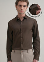 Brown Plain Stitchless Placket Shirt