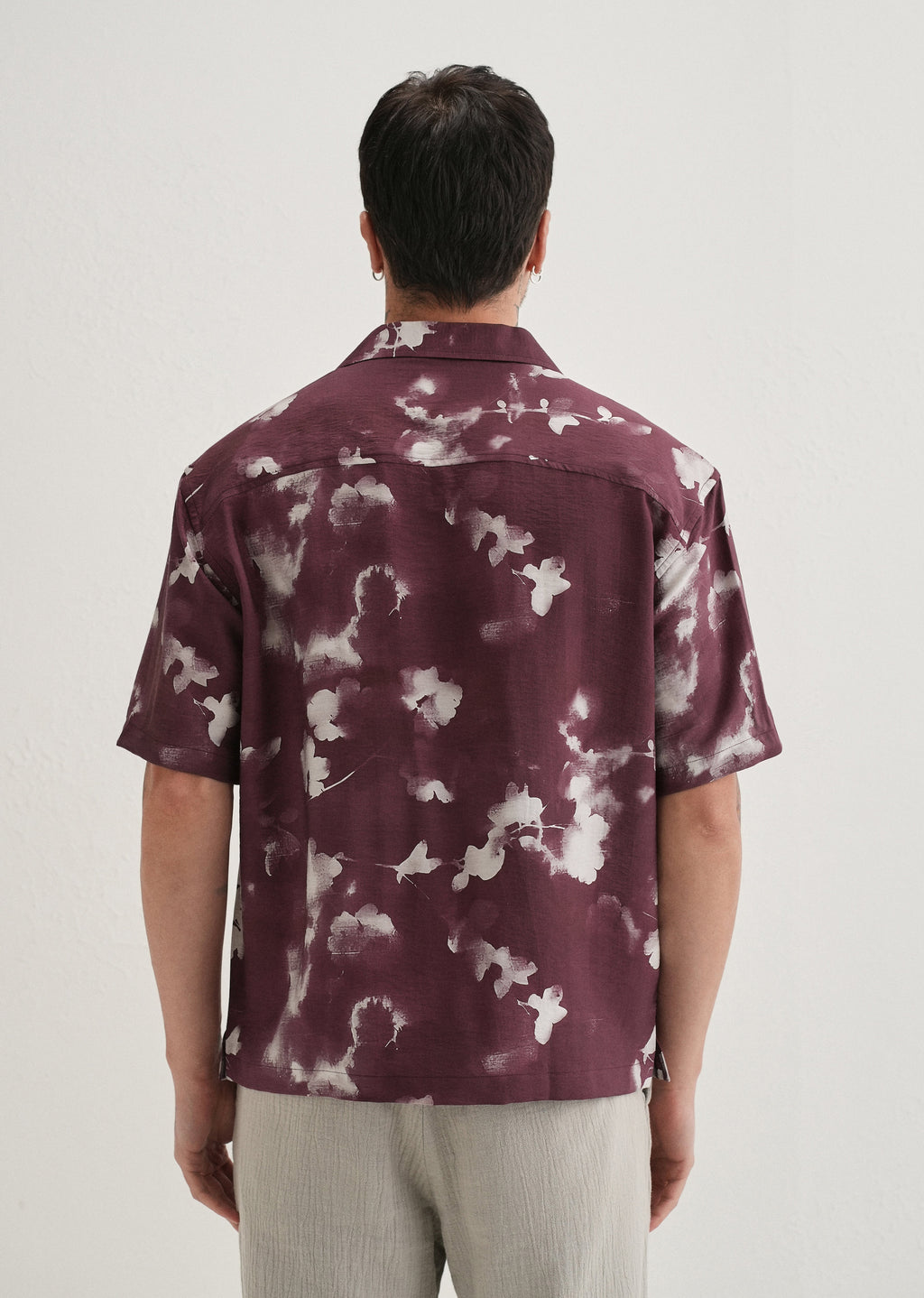 Burgundy Abstract Bloom Printed Shirt