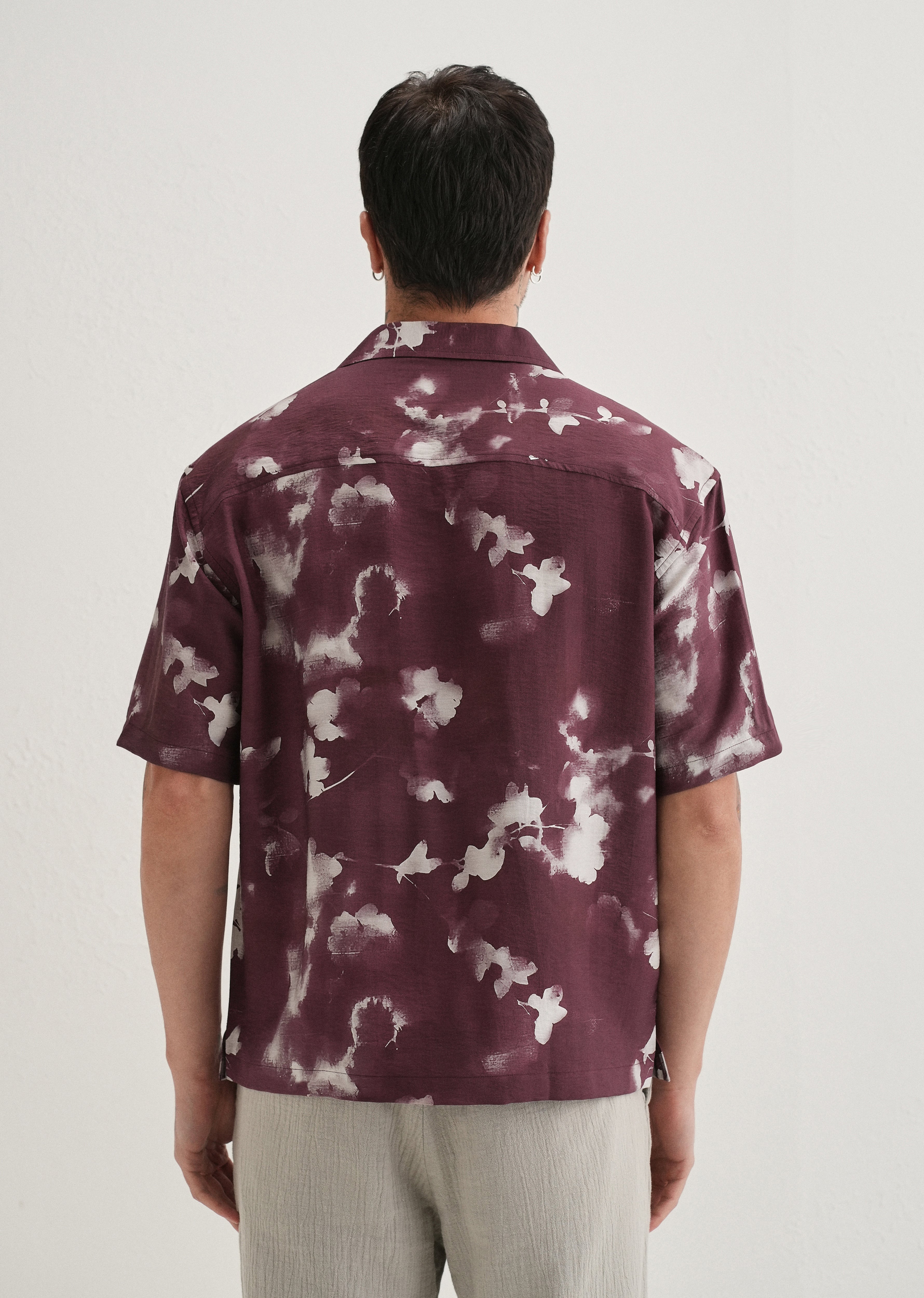 Burgundy Abstract Bloom Printed Shirt