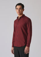 Burgundy Red Cotton Stretch Plain Shirt