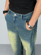 Vintage Yellowish Blue Loose Straight Fit Denim